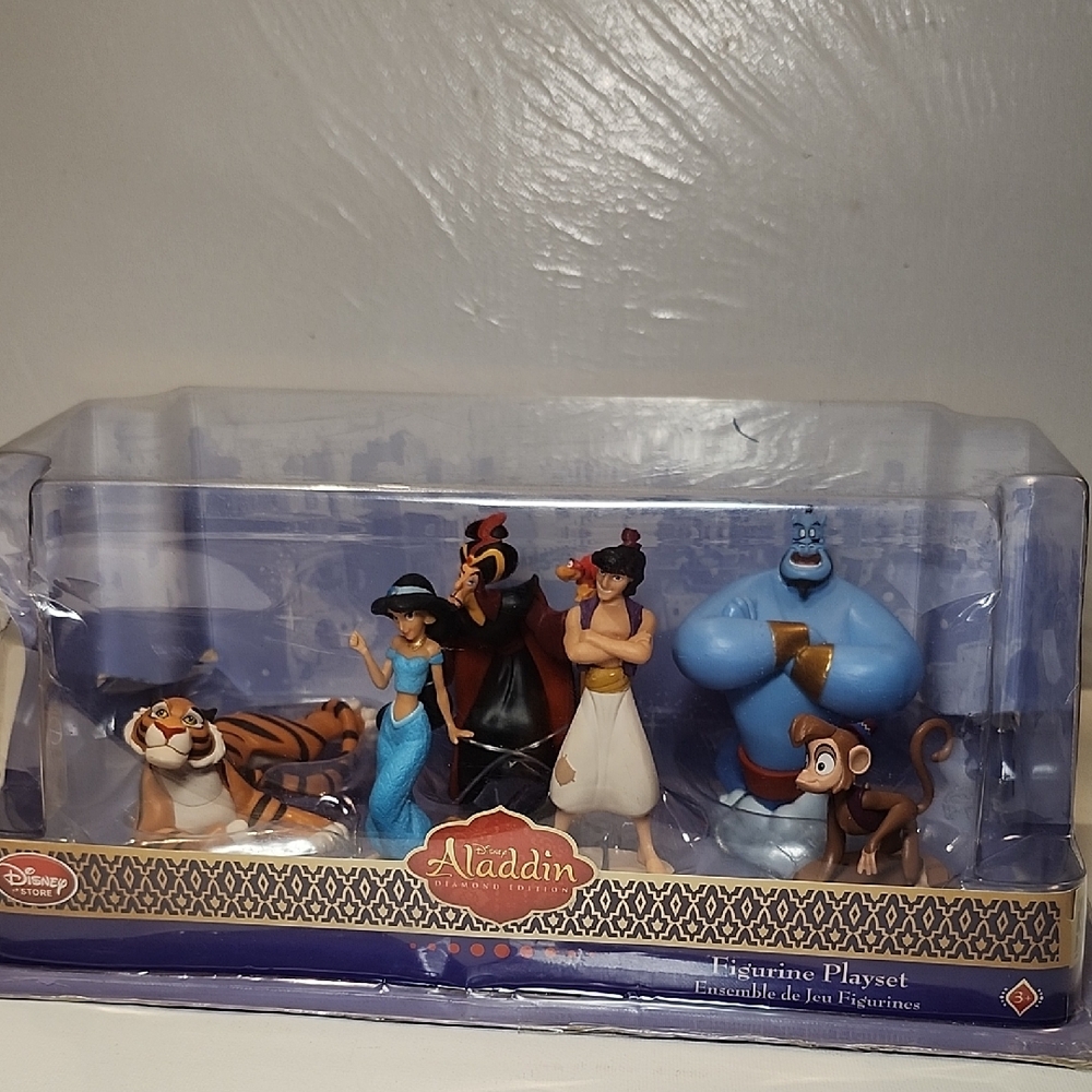 New Disney Aladdin Character Figurine Set with Blue and Black Accents